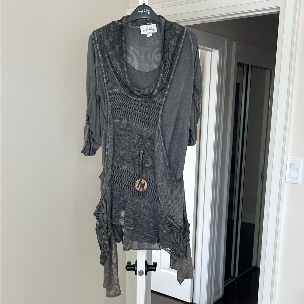 Joseph Ribkoff Gray Layered Midi Dress